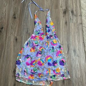 Multicolor halter style sequin dress
